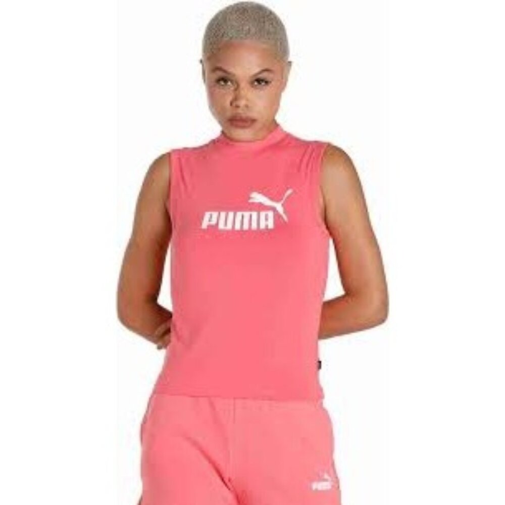 Puma Essentials Slim Logo Tank Top Salmon Women's Large